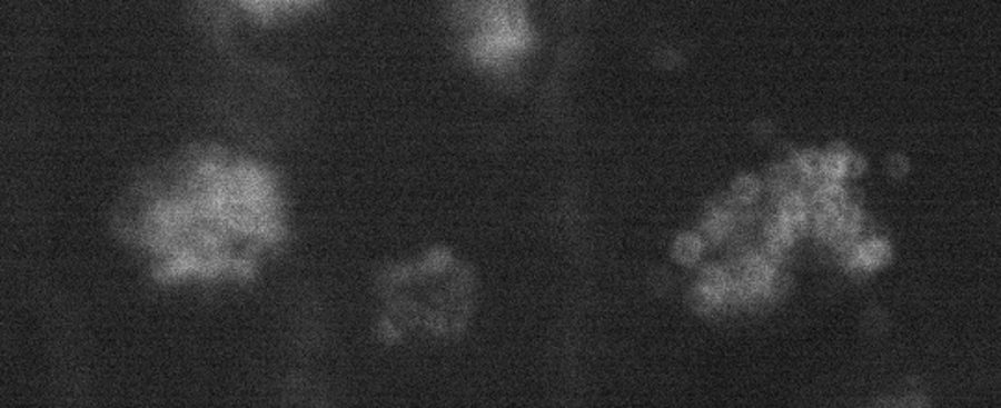 Three clusters of printed dots. All three are blurred; the individual dots cannot be told apart.